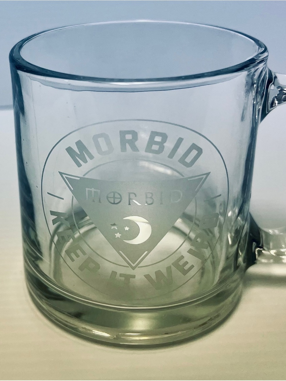 Morbid Podcast Etched Glass Coffee Mug - RARE!!